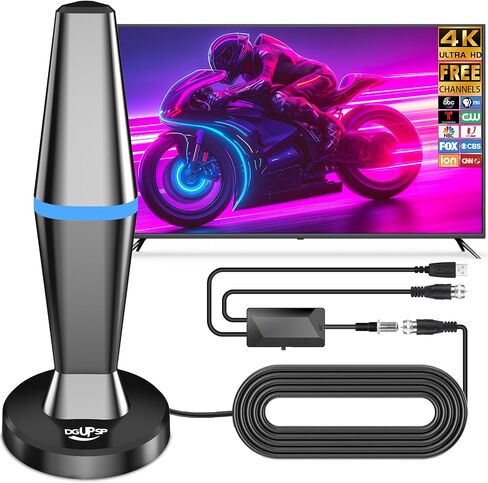 2026 Digital TV Antenna for Smart TV Indoor, TV Antenna for Local Channels with Strong Magnetic Base, 360° Reception HD Antennas for TV Indoor 4K Supports Smart & Older TVs (Black Blue) in Kuwait