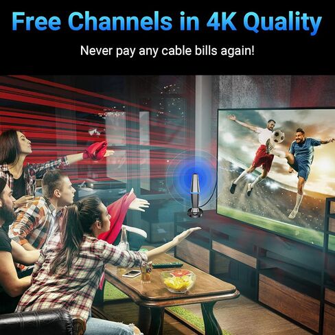 2026 Digital TV Antenna for Smart TV Indoor, TV Antenna for Local Channels with Strong Magnetic Base, 360° Reception HD Antennas for TV Indoor 4K Supports Smart & Older TVs (Black Blue) in Kuwait