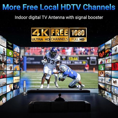 2026 Digital TV Antenna for Smart TV Indoor, TV Antenna for Local Channels with Strong Magnetic Base, 360° Reception HD Antennas for TV Indoor 4K Supports Smart & Older TVs (Black Blue) in Kuwait