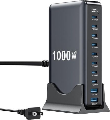 1000W USB C Charger Block,10-Port USB C GaN Multiple Port Charging Station in Kuwait