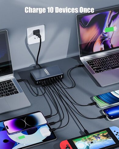 1000W USB C Charger Block,10-Port USB C GaN Multiple Port Charging Station in Kuwait