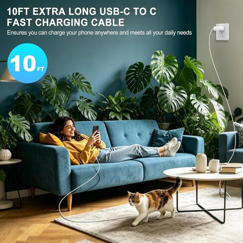 60W Samsung Super Fast USB C Charger,2Pack TypeC Android Phone PD Wall Charger Block,10FT Chargers Fast Charging USB C Cord Compatible with Galaxy S26 Ultra/Z Fold8/S26+/S26/S25 Ultra/S25+/S25/S24/S23 in Saudi Arabia
