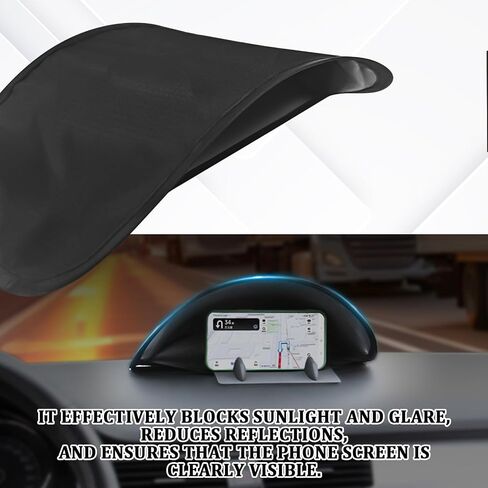 Car Phone Sun Shade, Foldable Anti-Glare Cell Phone Sunshade Protection Umbrella, High Elasticity Skeleton Dashboard Phone Sun Visor Universa Heat-Insulating Phone Sun Shield Cover for Most Cars in Kuwait