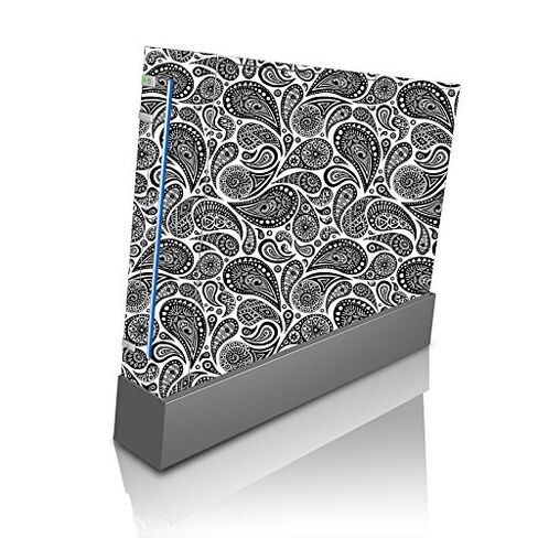 Black Paisley Pattern Swirls Vinyl Decal Sticker Skin by Debbie's Designs for Wii Console in Saudi Arabia