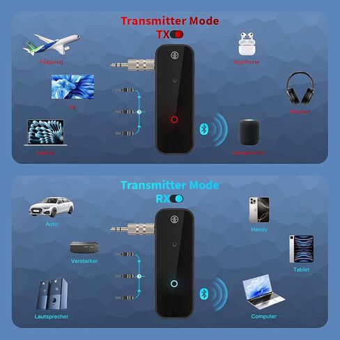 Aux Bluetooth Adapter Portable 3.5mm Blue-tooth Aux Adapter for Car 2 in 1 Wireless Bluetooth Receiver Transmitter for Car/TV Audio/Speakers/Headphones/Stereo System,Hands-Free Call 33FT Working Range in Saudi Arabia