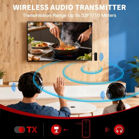 Aux Bluetooth Adapter Portable 3.5mm Blue-tooth Aux Adapter for Car 2 in 1 Wireless Bluetooth Receiver Transmitter for Car/TV Audio/Speakers/Headphones/Stereo System,Hands-Free Call 33FT Working Range in Saudi Arabia