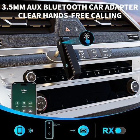 Aux Bluetooth Adapter Portable 3.5mm Blue-tooth Aux Adapter for Car 2 in 1 Wireless Bluetooth Receiver Transmitter for Car/TV Audio/Speakers/Headphones/Stereo System,Hands-Free Call 33FT Working Range in Saudi Arabia