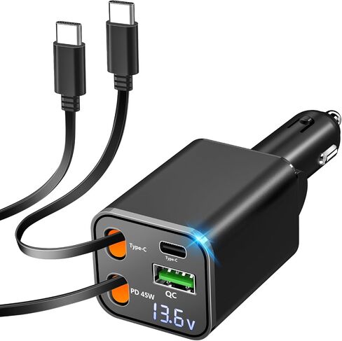Retractable Car Charger, 120W USB-C Fast Charge 4-in-1 Phone Charger in Kuwait