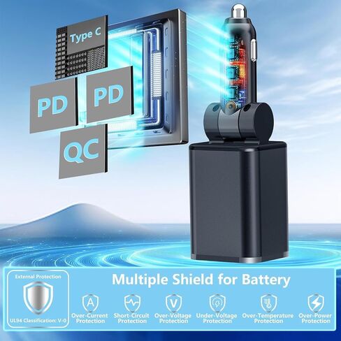 Retractable Car Charger, 120W USB-C Fast Charge 4-in-1 Phone Charger in Kuwait