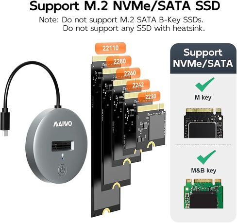 MAIWO M.2 NVMe SATA SSD to USB-C Adapter Reader 10Gbps Hard Drive Dock in Saudi Arabia