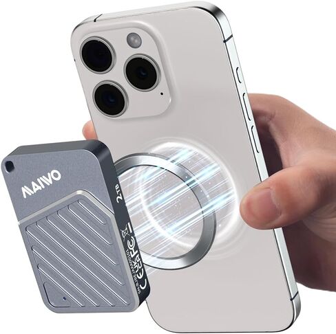 MAIWO Magnetic Portable SSD 2TB External Solid State Drive, USB 3.2 GEN 2 Type-C Up to 2000MB/s, NVMe PSSD for iPhone15/16/17/Android/Windows MacBook Supports 4K ProRes, Aluminum(Gray) in Saudi Arabia