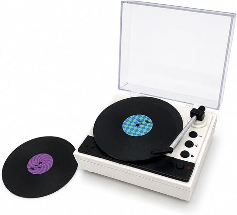 Mini Record Player with Voice Recording, 4 Discs, Auto-Spinning Desk Decor in Kuwait