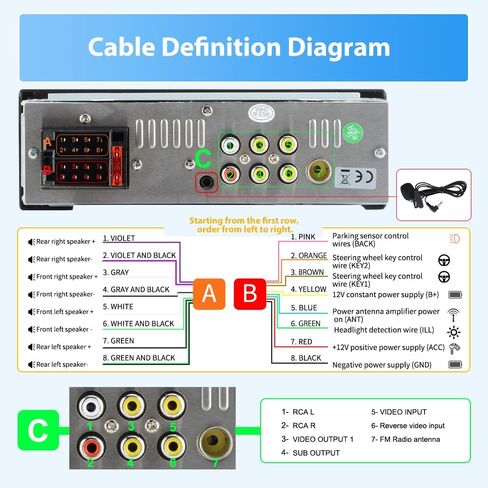 6.36 inch Single Din Car Stereo with CarPlay&Android Auto HD IPS Touchscreen Radio with Bluetooth 5.0, 720P BackupCamera with 6M Cable, Support USB Type-C Charging/USB/Microphone/FM/EQ/GPS/SWC in Kuwait