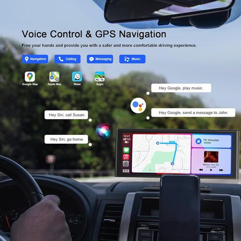 Avylet 9.26" Portable Carplay Screen for Car with Wireless Apple Car Play & Android Auto Touch Screen, OTA Upgrade, Backup Camera, Voice Control, GPS Navigation, Mirror Link, Bluetooth 5.0, FM, AUX in Kuwait