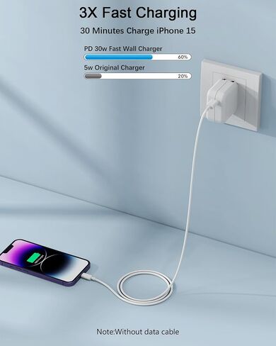 Mac Book Air Charger - 30W USB C Charger Block PD 3.0 Fast Charging Power Adapter Plug for MacBook Pro/Air,ipad Pro/Air/mini, iPhone 17 16 15 14 13 12 /Pro/Pro Max/Plus/Mini/SE/XR and All USB C Device in Saudi Arabia