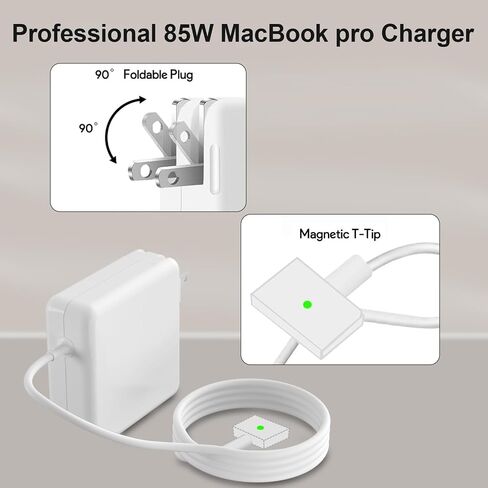 85W Mac Book Pro Charger,Charger Adapter with Fast Charging,Replacement AC 2T-Tip Connector Power Adapter,Laptop Charger Compatible with MacBook pro & Air 13 inch-15 inch Retina After Mid 2012 in Saudi Arabia