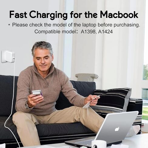 85W Mac Book Pro Charger,Charger Adapter with Fast Charging,Replacement AC 2T-Tip Connector Power Adapter,Laptop Charger Compatible with MacBook pro & Air 13 inch-15 inch Retina After Mid 2012 in Saudi Arabia