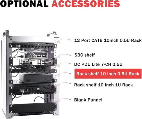 GeeekPi 0.5U Server Rack Shelf Vented Rack Mount Cantilever Tray for 10 Inch Network Equipment Rack & Cabinet and DeskPi Rackmate T1/T0 (2) in Saudi Arabia