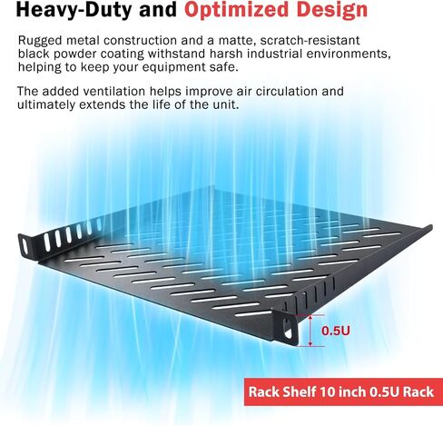 GeeekPi 0.5U Server Rack Shelf Vented Rack Mount Cantilever Tray for 10 Inch Network Equipment Rack & Cabinet and DeskPi Rackmate T1/T0 (2) in Saudi Arabia