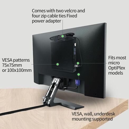 قطعتان من حامل الكمبيوتر الصغير المتوافق مع حافظة Dell Micro Form Factor، VESA، أسفل المكتب وجدار التثبيت يناسب MFF 3040 3050 3060 5060 5070 7010 7020 7040 7050 7060 7070 7080 7090 9020 pro micro in Kuwait
