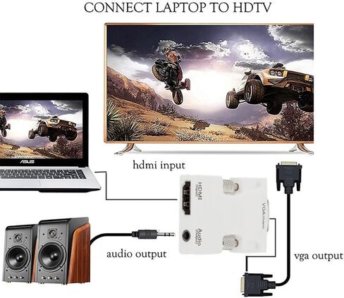 HDMI إلى VGA، محول HDMI أنثى إلى ذكر VGA مع كابل صوت للكمبيوتر وسطح المكتب والكمبيوتر المحمول الجديد in Kuwait