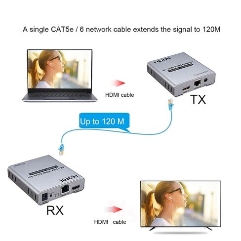 4K 120M HDMI موسع فوق Cat5e/6 RJ45 كابل إيثرنت 4K @ 30HZ الصوت والفيديو الخائن يصل إلى 120M دعم الكمبيوتر المحمول DVD TV ملحق جديد in Kuwait