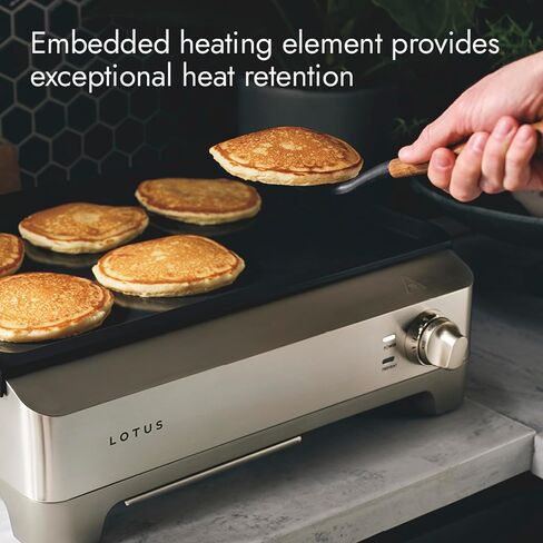 Lotus Griddle, Nonstick Electric Griddle, The Short Order, 1800 Watts, Large 12 inch x 17 inch Nonstick Surface, Stainless Steel, Professional Series, LTSGR500 in Kuwait
