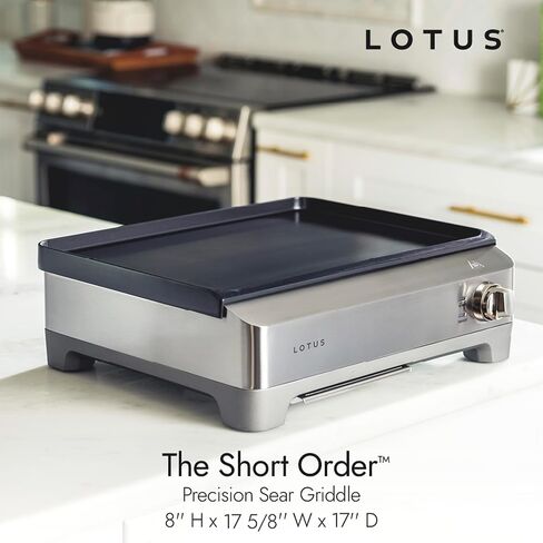 Lotus Griddle, Nonstick Electric Griddle, The Short Order, 1800 Watts, Large 12 inch x 17 inch Nonstick Surface, Stainless Steel, Professional Series, LTSGR500 in Kuwait