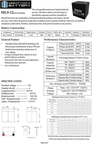 Mighty Max Battery ML5-12 - 12V 5AH Chamberlain 41A6357-1 Garage Door Opener Battery in Saudi Arabia