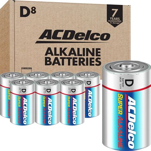 ACDelco 8-Count D Batteries, Maximum Power Super Alkaline Battery for Home and Office, 7-Year Shelf Life, Reclosable Packaging in Kuwait