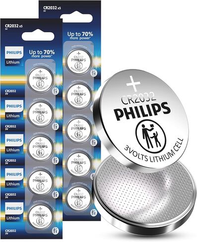 PHILIPS CR2032 3V Lithium Cell Battery 50 Pack, 10 Year Shelf Life in Saudi Arabia