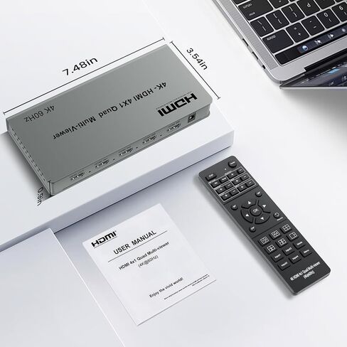 4K@60Hz HDMI Multiviewer 4 in 1 Out with Remote, 8 Viewing Modes, PIP in Kuwait