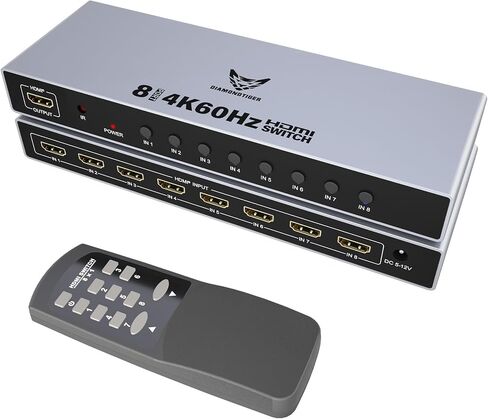 8 Port 4K@60Hz HDMI Switch 8x1 Switcher Box IR Remote PS5 PC in Saudi Arabia