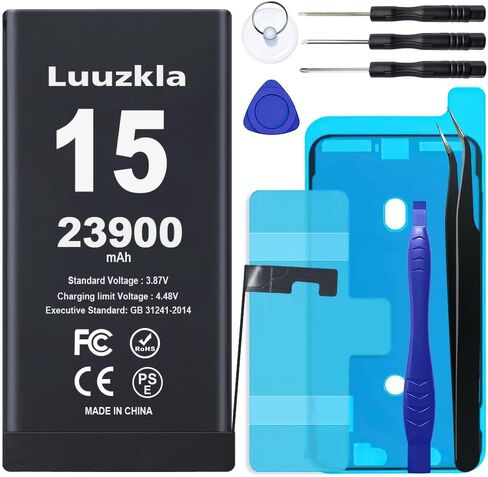 23900mAh Battery Compatible with iPhone 15, (New Upgrade) Super Capacity Battery Compatible with iPhone 15, with Full Tool Kits-0 Cycle High Capacity-24 Months Service in Kuwait
