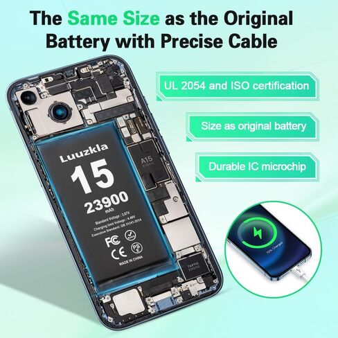 23900mAh Battery Compatible with iPhone 15, (New Upgrade) Super Capacity Battery Compatible with iPhone 15, with Full Tool Kits-0 Cycle High Capacity-24 Months Service in Kuwait