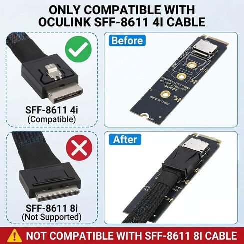 M.2 NVMe to OCuLink Adapter: TENSSO PCIe 4.0 x4 64Gbps to SFF-8612 Card in Saudi Arabia