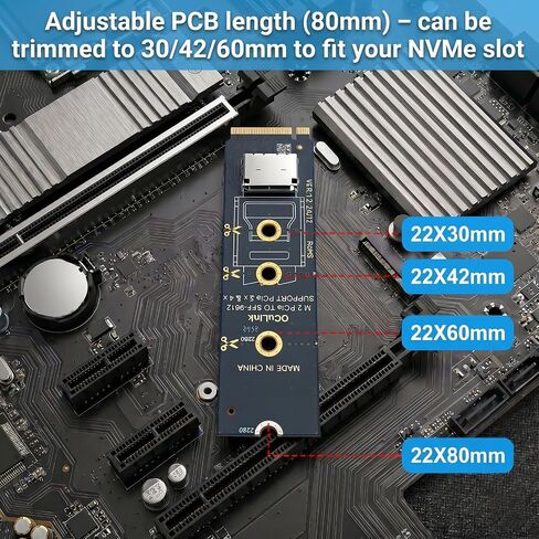 M.2 NVMe to OCuLink Adapter: TENSSO PCIe 4.0 x4 64Gbps to SFF-8612 Card in Saudi Arabia