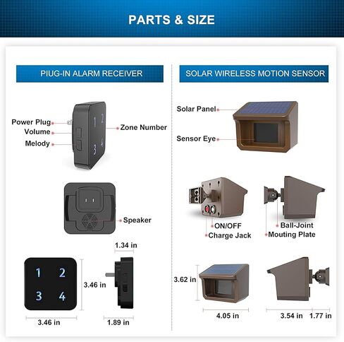 Solar Driveway Alarm System- 1/2Mile Driveway Alarm-1 Receiver + 1 Sensor in Kuwait