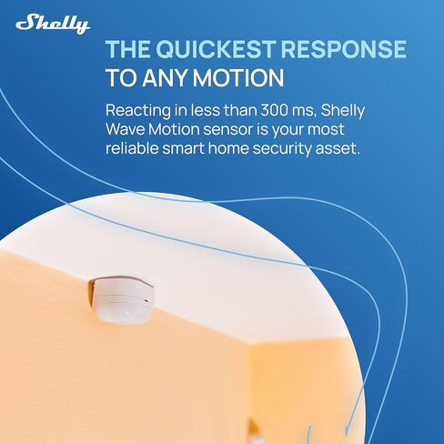Shelly Wave Motion US LR، Z-Wave مستشعر الحركة طويل المدى ومستشعر Lux، متوافق مع Alexa، Google Home، SmartThings، المساعد المنزلي، كشف الحركة، المراقبة عن بعد in Kuwait