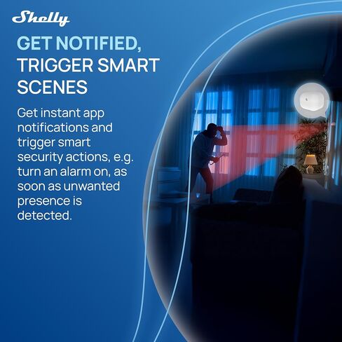 Shelly Wave Motion US LR، Z-Wave مستشعر الحركة طويل المدى ومستشعر Lux، متوافق مع Alexa، Google Home، SmartThings، المساعد المنزلي، كشف الحركة، المراقبة عن بعد in Kuwait