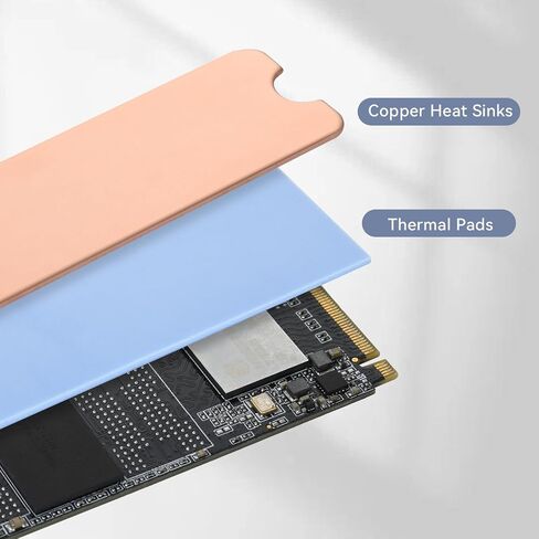 ELUTENG M.2 SSD Heatsink Copper 2Set Silicone Pad 2280 Hard Drive Colling Fin with NVMe SSD Thermal Pad NVMe Disk Heat Speader with White Rubber Straps for PC / PS5 / M.2 PCIE/NVMe/M.2 SATA SSD in Kuwait