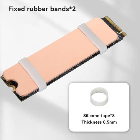 ELUTENG M.2 SSD Heatsink Copper 2Set Silicone Pad 2280 Hard Drive Colling Fin with NVMe SSD Thermal Pad NVMe Disk Heat Speader with White Rubber Straps for PC / PS5 / M.2 PCIE/NVMe/M.2 SATA SSD in Kuwait