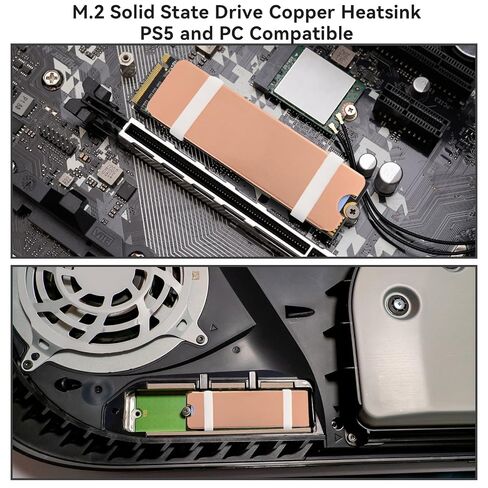 ELUTENG M.2 SSD Heatsink Copper 2Set Silicone Pad 2280 Hard Drive Colling Fin with NVMe SSD Thermal Pad NVMe Disk Heat Speader with White Rubber Straps for PC / PS5 / M.2 PCIE/NVMe/M.2 SATA SSD in Kuwait