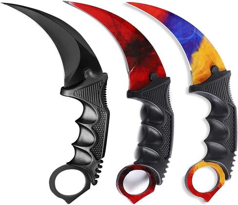 3 Pieces Karambit Knife Fixed Blade Knives,Outdoor Hunting Knife with Sheath and Cord, Suitable for Hiking, Adventure, Survival and Collection (Green Black Color) in Saudi Arabia