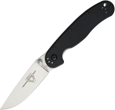 Ontario Knife Company Rat 2, Satin D2 Tool Steel Drop-Point Blade Folding Pocket Knife, Black Handle Liner Lock Knife, Everyday Carry Knife – ON8828 in Saudi Arabia
