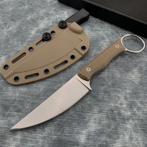 7.8" Outdoor Fixed Blade Knife, Full Tang 8Cr13Mov Blade, Non-Slip Handle with Grip Ring, Kydex Sheath and Clip, Compact EDC Camping Cutting Tools Men's Gift in Saudi Arabia