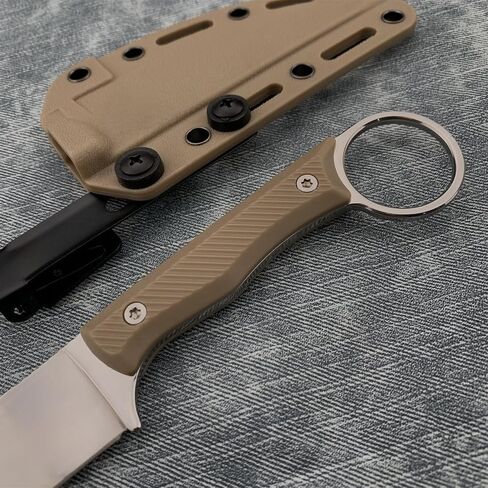 7.8" Outdoor Fixed Blade Knife, Full Tang 8Cr13Mov Blade, Non-Slip Handle with Grip Ring, Kydex Sheath and Clip, Compact EDC Camping Cutting Tools Men's Gift in Saudi Arabia