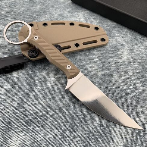 7.8" Outdoor Fixed Blade Knife, Full Tang 8Cr13Mov Blade, Non-Slip Handle with Grip Ring, Kydex Sheath and Clip, Compact EDC Camping Cutting Tools Men's Gift in Saudi Arabia