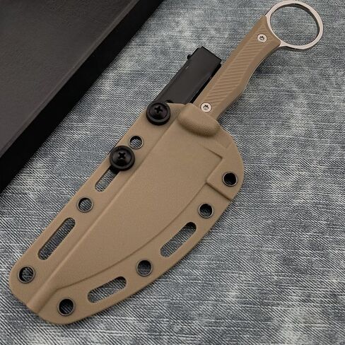 7.8" Outdoor Fixed Blade Knife, Full Tang 8Cr13Mov Blade, Non-Slip Handle with Grip Ring, Kydex Sheath and Clip, Compact EDC Camping Cutting Tools Men's Gift in Saudi Arabia