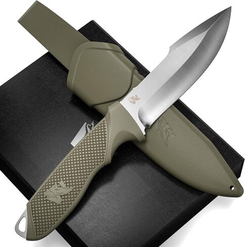 ODENWOLF WOLF-I Full Tang Survival Knife with Sheath - Stylish Tactical Fixed Blade - Made of D2 Steel - Bushcraft and Camping Knife Survival - Perfect EDC Outdoor Knife with TPE Handle in Saudi Arabia